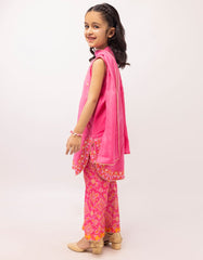 PINK DOBBY EMBROIDERED STITCHED 3PC