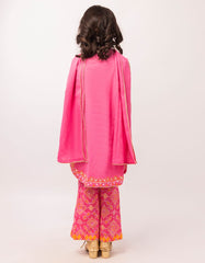 PINK DOBBY EMBROIDERED STITCHED 3PC