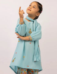 BLUE LAWN EMBROIDERED STITCHED 3PC