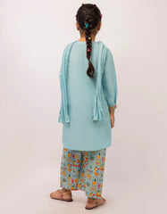 BLUE LAWN EMBROIDERED STITCHED 3PC