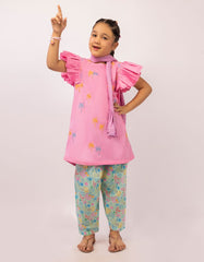 PINK LAWN EMBROIDERED STITCHED 3PC