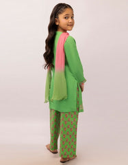 GREEN DOBBY EMBROIDERED 3PC STITCHED