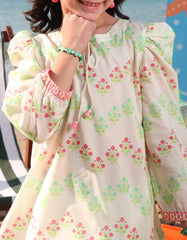 CREAM LAWN PRINTED KURTI | JGLK-S-JGS-25-2529