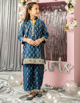 BLUE LAWN PRINTED 2PC STITCHED