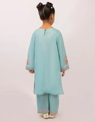 BLUE DOBBY EMBROIDERED STITCHED 2PC