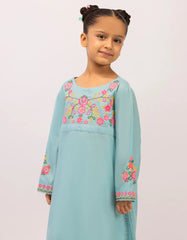 BLUE DOBBY EMBROIDERED STITCHED 2PC