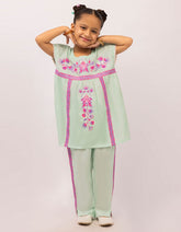 GREEN DOBBY EMBROIDERED STITCHED 2PC