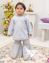 BLUE DOBBY EMBROIDERED 2PC STITCHED