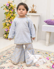 BLUE DOBBY EMBROIDERED 2PC STITCHED