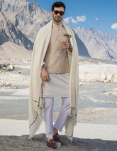 OFF WHITE BLENDED MEN SHAWL | JJID-SHAWL
