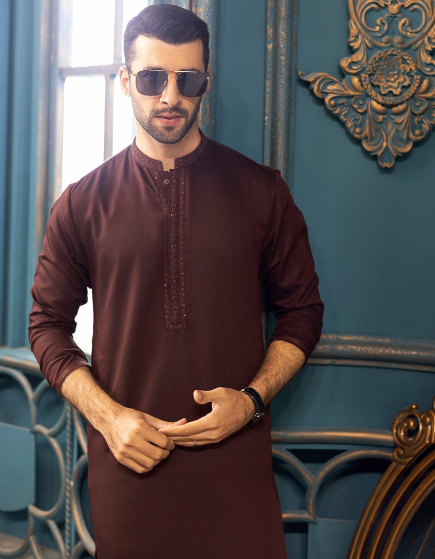 MAROON BLENDED KURTA | JJK-S-32550