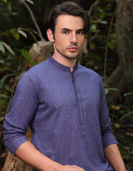 BLUE COTTON SEMI-FORMAL KURTA