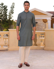 GREEN COTTON SEMI-FORMAL KURTA