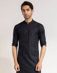 BLACK COTTON SEMI-FORMAL KURTA