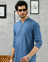BLUE COTTON KURTA | JJK-A-42281