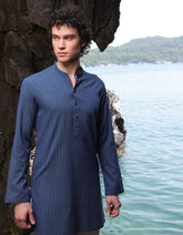 BLUE COTTON SHORT KURTA | JJTHLK-S-47308