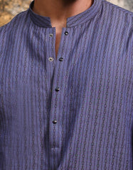 DULL BLUE COTTON SHORT KURTA | JJTHLK-S-47309