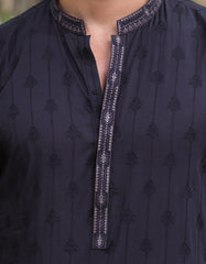 BLACK SCHIFFLI COTTON FORMAL KURTA