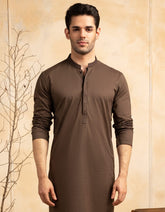 BROWN COTTON SEMI-FORMAL KURTA