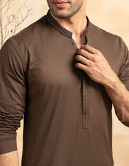 BROWN COTTON SEMI-FORMAL KURTA