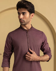 DEEP MAROON COTTON SEMI-FORMAL KURTA