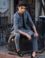 DARK GREY BLENDED KURTA PAJAMA | JJKP-S-40242