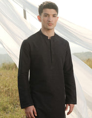 BLACK COTTON KURTA TROUSER | JJKP-W-47361