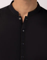 BLACK COTTON SEMI-FORMAL KURTA TROUSERS