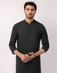DARK GREEN COTTON SEMI-FORMAL KURTA TROUSERS