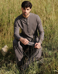 DARK GREY BLENDED KAMEEZ SHALWAR | JJKS-W-33152