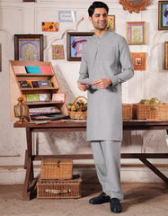 GREY BLENDED CASUAL KAMEEZ SHALWAR