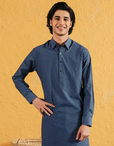 GREYISH BLUE COTTON CASUAL KAMEEZ SHALWAR