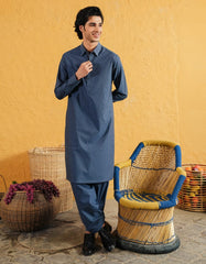 GREYISH BLUE COTTON CASUAL KAMEEZ SHALWAR