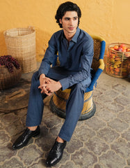 GREYISH BLUE COTTON CASUAL KAMEEZ SHALWAR
