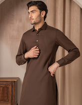 BROWN BLENDED CASUAL KAMEEZ SHALWAR