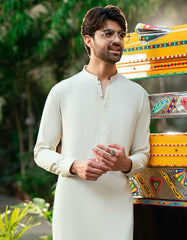 CREAM BLENDED SEMI-FORMAL KAMEEZ SHALWAR