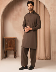 BROWN COTTON CASUAL KAMEEZ SHALWAR