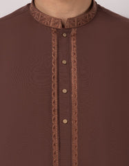 BROWN SEMI-FORMAL KAMEEZ SHALWAR