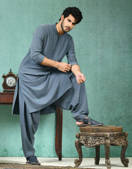 COLONIAL BLUE BLENDED KAMEEZ SHALWAR | JJKS-A-42244