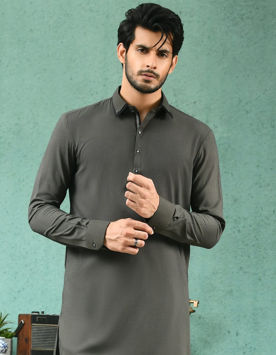 HUNTER GREEN BLENDED KAMEEZ SHALWAR | JJKS-42247