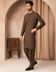 BROWN BLENDED SEMI-FORMAL KAMEEZ SHALWAR
