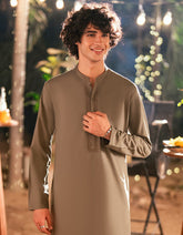 ARMY GREEN BLENDED SEMI-FORMAL KAMEEZ SHALWAR