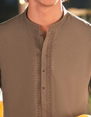 ARMY GREEN BLENDED SEMI-FORMAL KAMEEZ SHALWAR