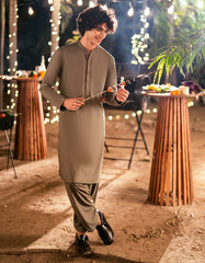 ARMY GREEN BLENDED SEMI-FORMAL KAMEEZ SHALWAR