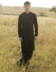 BLACK BLENDED KAMEEZ SHALWAR | JJKS-A-47355