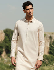 BEIGE COTTON KAMEEZ SHALWAR | JJKS-W-47363