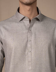 STEEL GREY BLENDED KAMEEZ SHALWAR | JJKS-W-47375