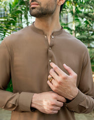 BROWN BLENDED CASUAL KAMEEZ SHALWAR