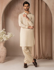CREAM BLENDED CASUAL KAMEEZ SHALWAR