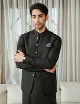 BOTTLE GREEN EXCLUSIVE KAMEEZ SHALWAR + WAISTCOAT